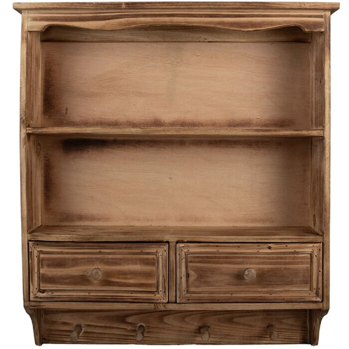 Clayre & Eef 5H0746 Wandkast 56x13x60 cm Bruin Hout Landelijke Stijl