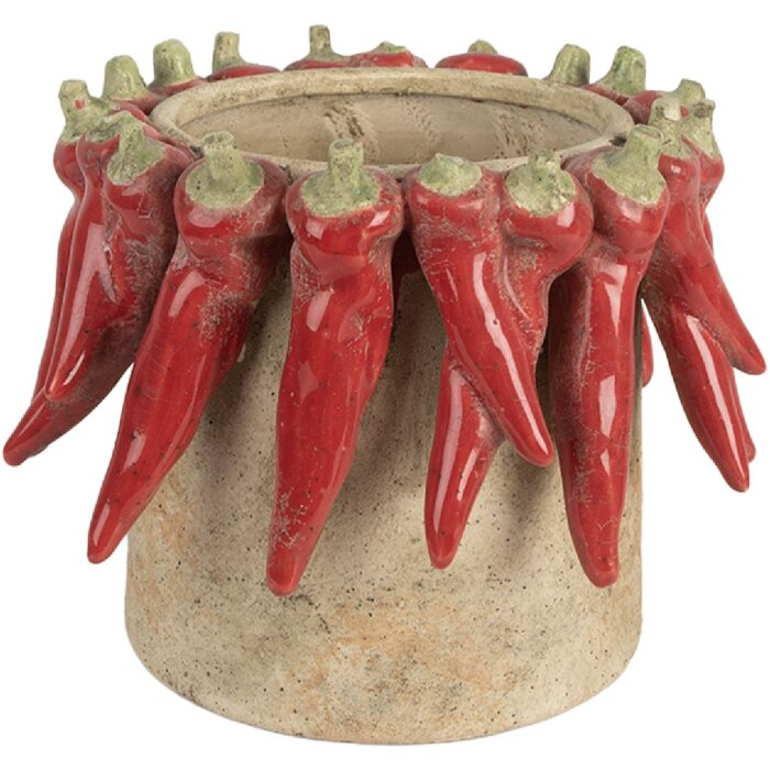 Clayre & Eef 6TE0579L Bloempot Ø 21x17 cm Terrakotta Landelijke Stijl