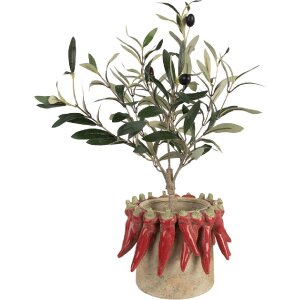 Clayre & Eef 6TE0579L Bloempot Ø 21x17 cm Terrakotta Landelijke Stijl