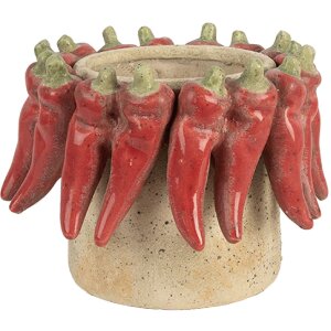 Clayre & Eef 6TE0579M Bloempot Ø 17x13 cm Beige Rood Terracotta