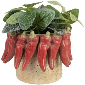 Clayre & Eef 6TE0579M Bloempot Ø 17x13 cm Beige Rood Terracotta