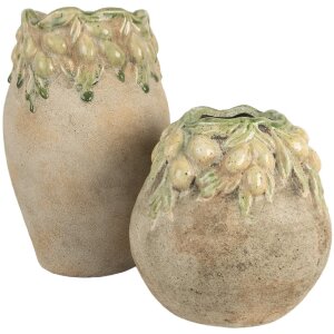 Clayre & Eef 6TE0582 Bloempot Ø 18x27 cm Beige-Geel Terrakotta
