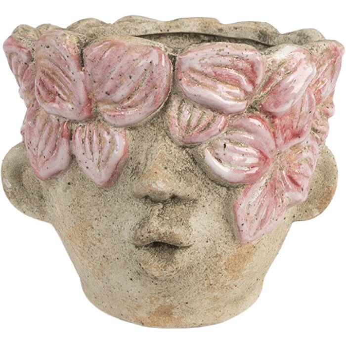 Clayre & Eef 6TE0583 Bloempot Ø 18x15 cm Beige-Roze