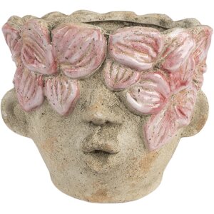 Clayre & Eef 6TE0583 Bloempot Ø 18x15 cm Beige-Roze