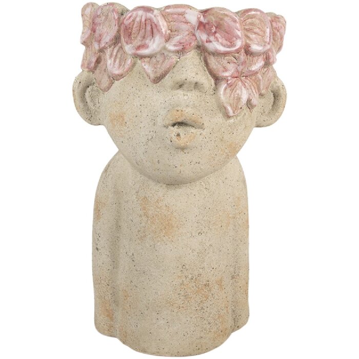 Clayre & Eef 6TE0584L Bloempot 20x19x31 cm Beige Roze