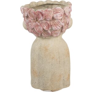 Clayre & Eef 6TE0584L Bloempot 20x19x31 cm Beige Roze