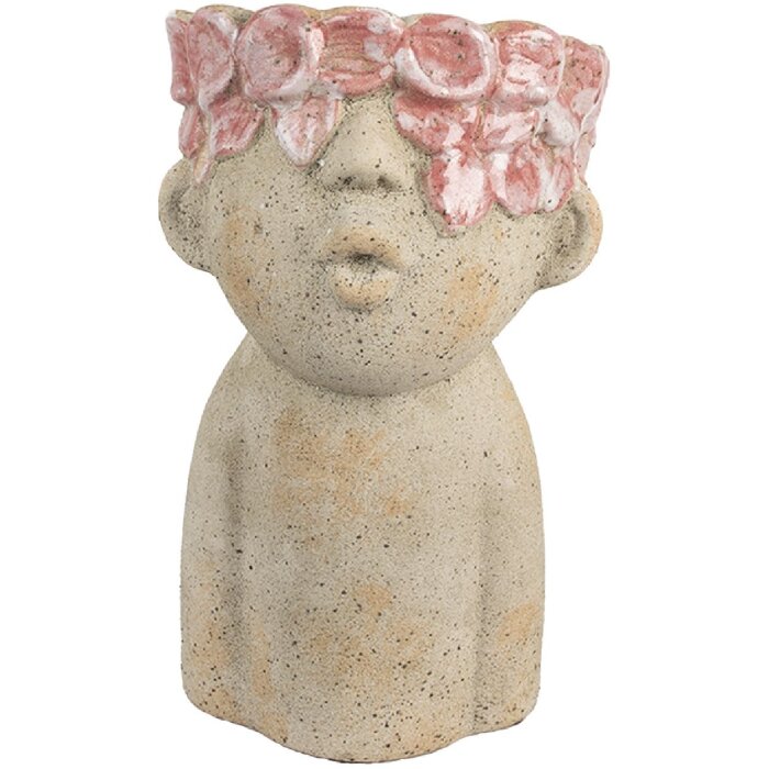 Clayre & Eef 6TE0584M Bloempot 16x15x25 cm Beige Rood