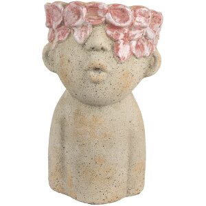 Clayre & Eef 6TE0584M Bloempot 16x15x25 cm Beige Rood