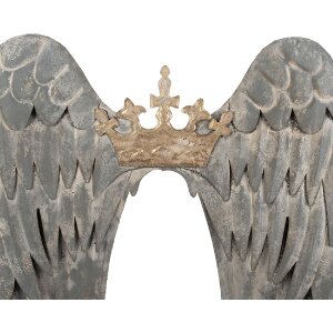 Clayre & Eef 5Y1367 Wanddecoratie Vleugels 46x4x65 cm Grijs en Goudkleurig