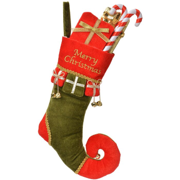 Clayre & Eef 66252 Decoratieve Kerststrump 24x7x46 cm Rot en Groen