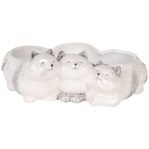 Clayre & Eef 6CE2132 Bloempot Kat Grijs 27x16x10 cm