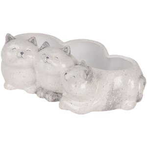 Clayre & Eef 6CE2132 Bloempot Kat Grijs 27x16x10 cm