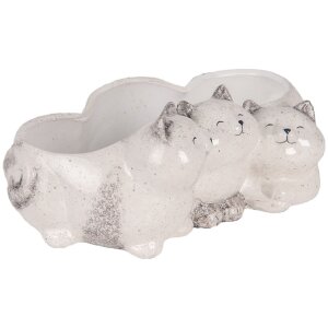 Clayre & Eef 6CE2132 Bloempot Kat Grijs 27x16x10 cm