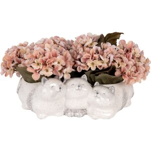 Clayre & Eef 6CE2132 Bloempot Kat Grijs 27x16x10 cm
