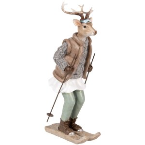 Clayre & Eef 6PR5529 Decoratie Hert 16x11x31 cm Bruin & Grijs