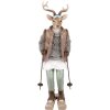 Clayre & Eef 6PR5529 Decoratie Hert 16x11x31 cm Bruin & Grijs