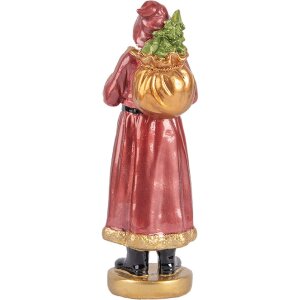 Clayre & Eef 6PR5534 Decoratie Kerstman 6x5x15 cm Rood en Goudkleurig