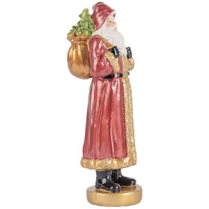 Clayre & Eef 6PR5534 Decoratie Kerstman 6x5x15 cm Rood en Goudkleurig
