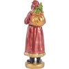 Clayre & Eef 6PR5534 Decoratie Kerstman 6x5x15 cm Rood en Goudkleurig