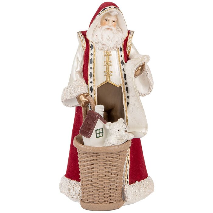 Clayre & Eef 6PR5536 Decoratie Kerstman Beige Rood 15x14x29 cm