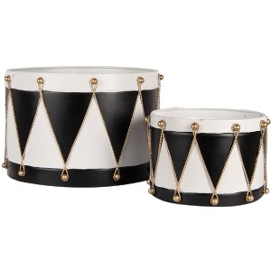 Clayre & Eef 6Y5806 Decoratieve Trommel Set 2-delig Ø 40x25 / Ø 26x17 cm