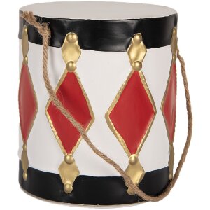 Clayre & Eef 6Y5808 Decoratietrommel Set 2 Wit-Zwart Ø 15x38 / Ø 13x29 cm