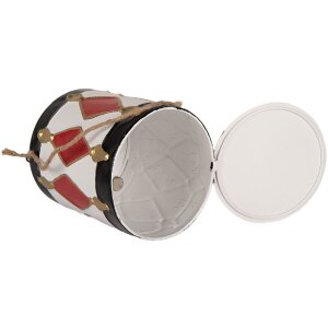 Clayre & Eef 6Y5808 Decoratietrommel Set 2 Wit-Zwart Ø 15x38 / Ø 13x29 cm
