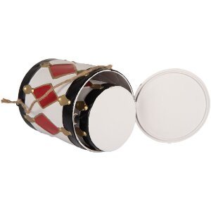 Clayre & Eef 6Y5808 Decoratietrommel Set 2 Wit-Zwart Ø 15x38 / Ø 13x29 cm