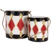 Clayre & Eef 6Y5808 Decoratietrommel Set 2 Wit-Zwart Ø 15x38 / Ø 13x29 cm