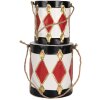 Clayre & Eef 6Y5808 Decoratietrommel Set 2 Wit-Zwart Ø 15x38 / Ø 13x29 cm