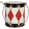 Clayre & Eef 6Y5808 Decoratietrommel Set 2 Wit-Zwart Ø 15x38 / Ø 13x29 cm