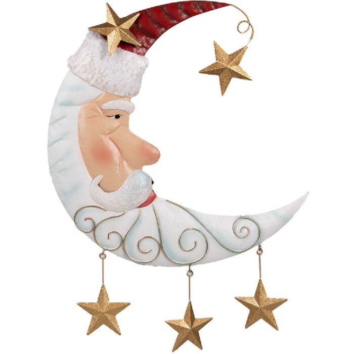 Clayre & Eef 6Y5810 Wanddecoratie Kerstman 41x3x53 cm