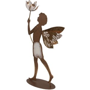 Clayre & Eef 6Y5959 Decoratie Engel 20x8x36 cm Goudkleurig en Bruin