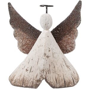 Clayre & Eef Decoratie Engel 8x3x9 cm Wit Bruin 6H2416S