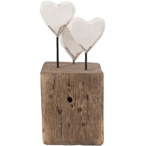 Clayre & Eef 6H2418 Decoratie Harten 7x6x15 cm Hout