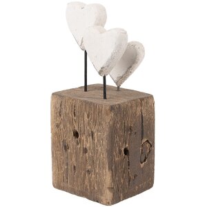 Clayre & Eef 6H2418 Decoratie Harten 7x6x15 cm Hout