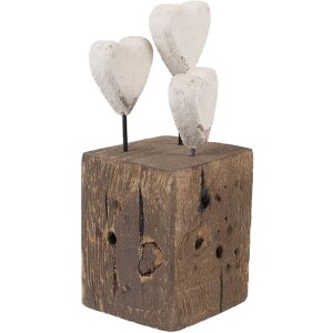 Clayre & Eef 6H2418 Decoratie Harten 7x6x15 cm Hout