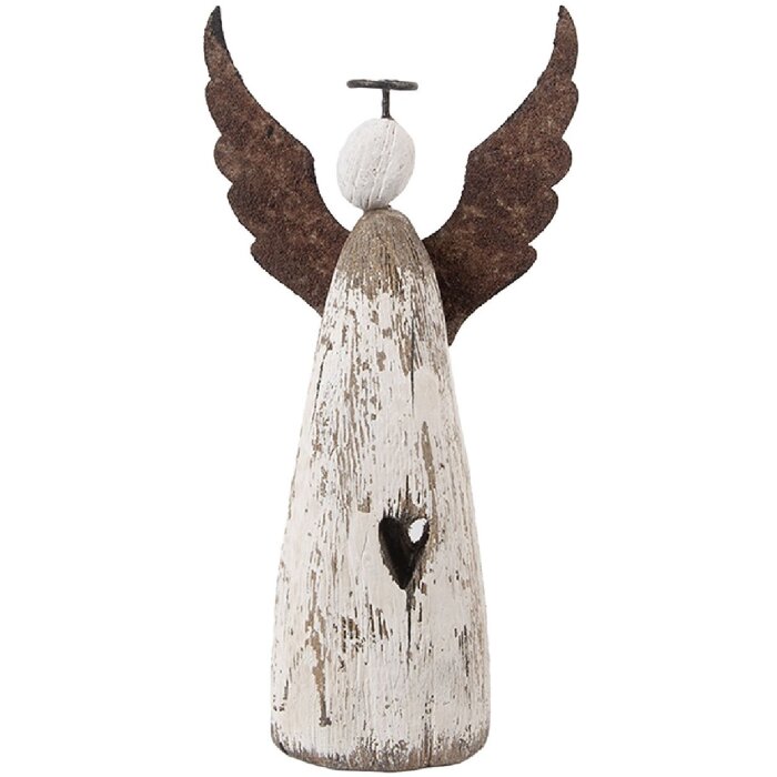 Clayre & Eef 6H2420M Decoratie Engel 9x4x18 cm Wit-Bruin