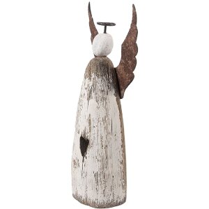 Clayre & Eef 6H2420M Decoratie Engel 9x4x18 cm Wit-Bruin