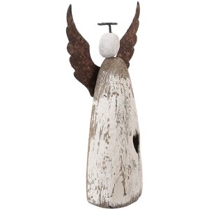 Clayre & Eef 6H2420M Decoratie Engel 9x4x18 cm Wit-Bruin