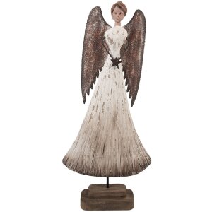 Clayre & Eef 6H2424 Decoratie Engel 19x6x42 cm Wit