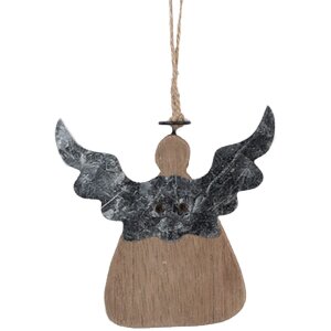 Clayre & Eef 6H2428 Decoratiehanger Engel 10x2x10 cm Bruin Wit