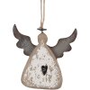 Clayre & Eef 6H2428 Decoratiehanger Engel 10x2x10 cm Bruin Wit
