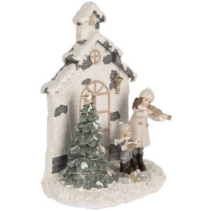 Clayre & Eef 6PR5371 Decoratie Kind met Kerstboom met LED 16x9x21 cm