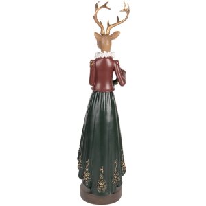 Clayre & Eef 6PR5409 Decoratie Hert 9x8x37 cm Bruin-Groen
