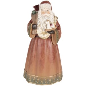 Clayre & Eef 6PR5544 Kerstdecoratie Kerstman 20x18x39 cm Rood en Goud