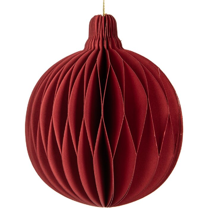 Clayre & Eef Papier Kerstbal Ø 8x10 cm Rood