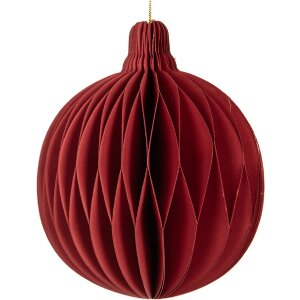 Clayre & Eef Papier Kerstbal Ø 8x10 cm Rood