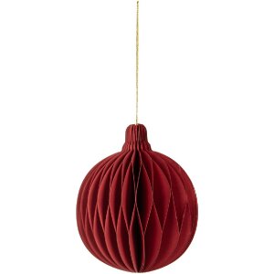 Clayre & Eef Papier Kerstbal Ø 8x10 cm Rood