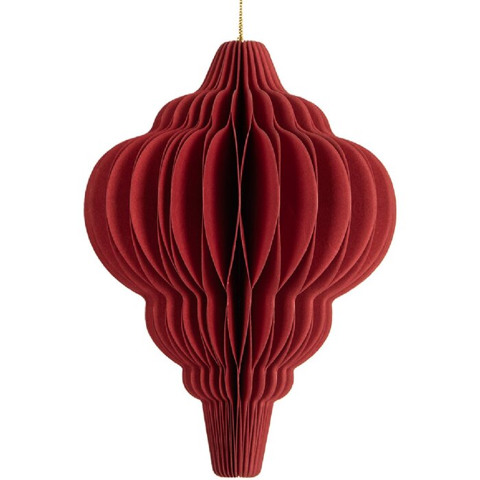 Clayre & Eef 6PA0520 Papier Kerstbal Ø 9x12 cm Rood